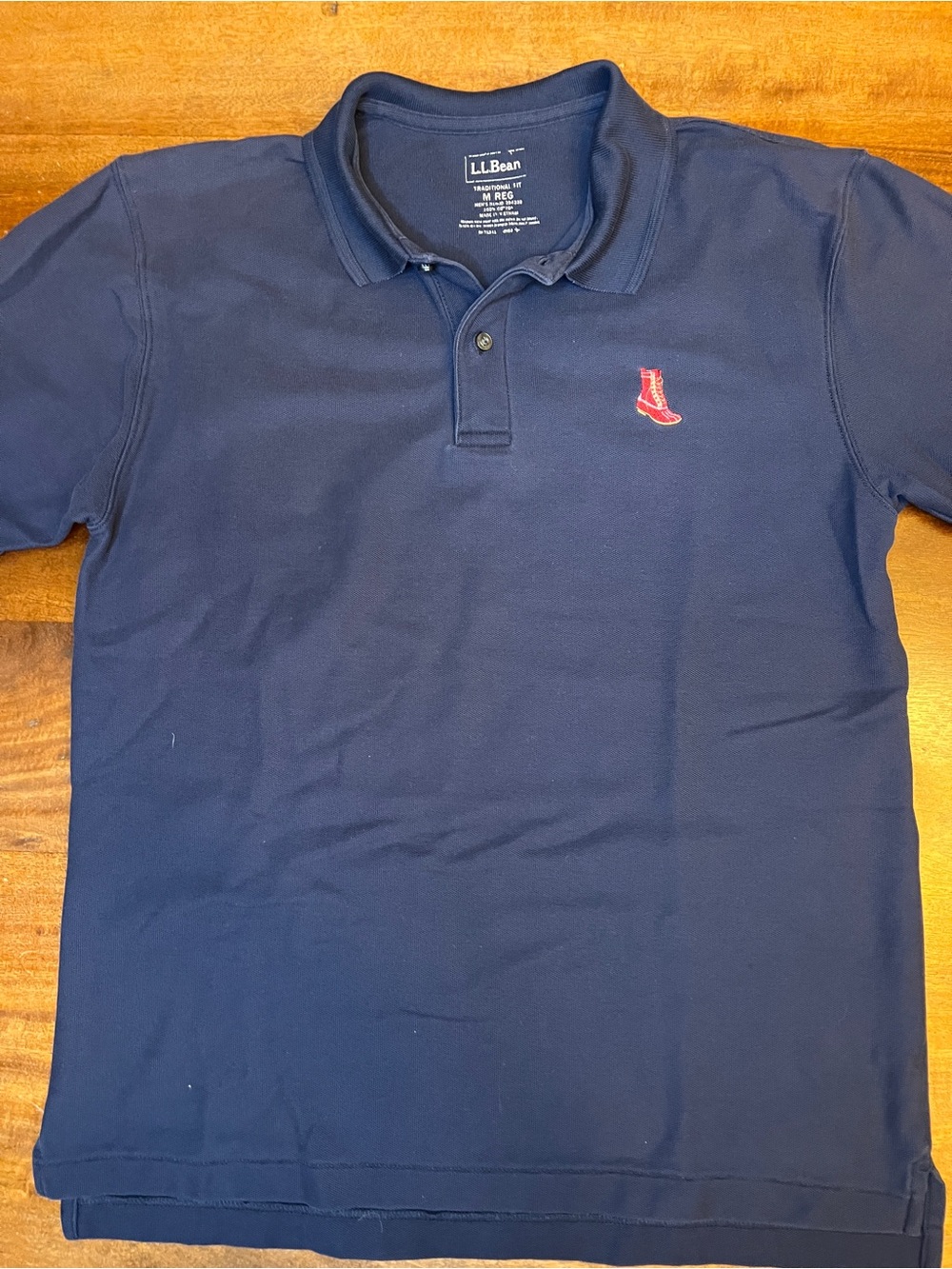 L.L.Bean Trad. Fit Blue Cotton Polo Shirt Men’s M Short Sleeve Bean Boot Logo